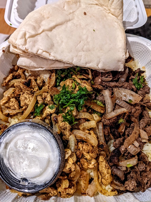Chicken & lamb shawarma from Mamma Khouri's in Portland, OR