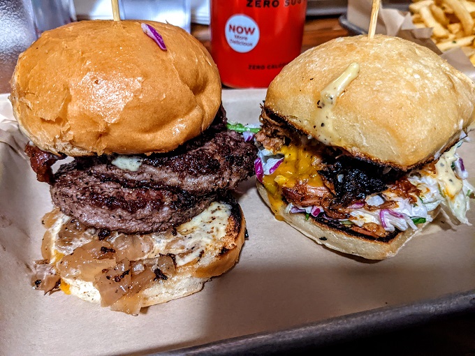 Steel & Burlington burgers from PDX Sliders in Portland, OR
