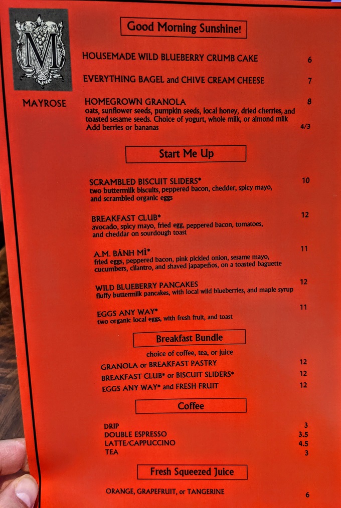 The Duniway Portland, OR - Mayrose breakfast menu