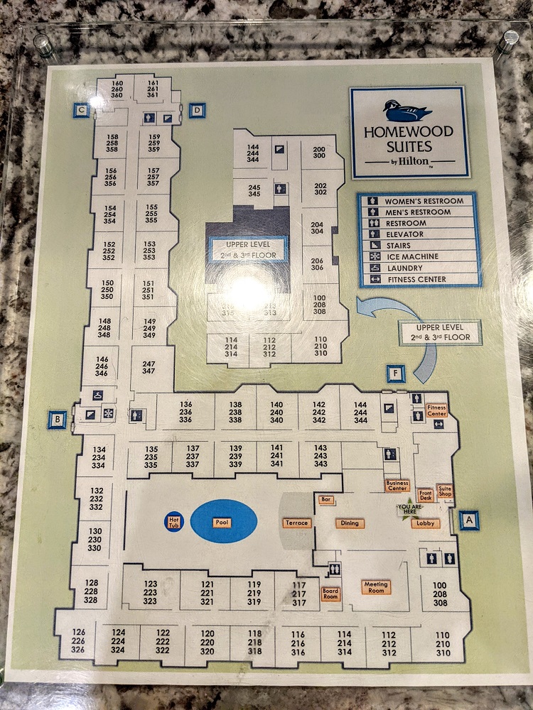 Map showing layout of Homewood Suites Carlsbad, CA