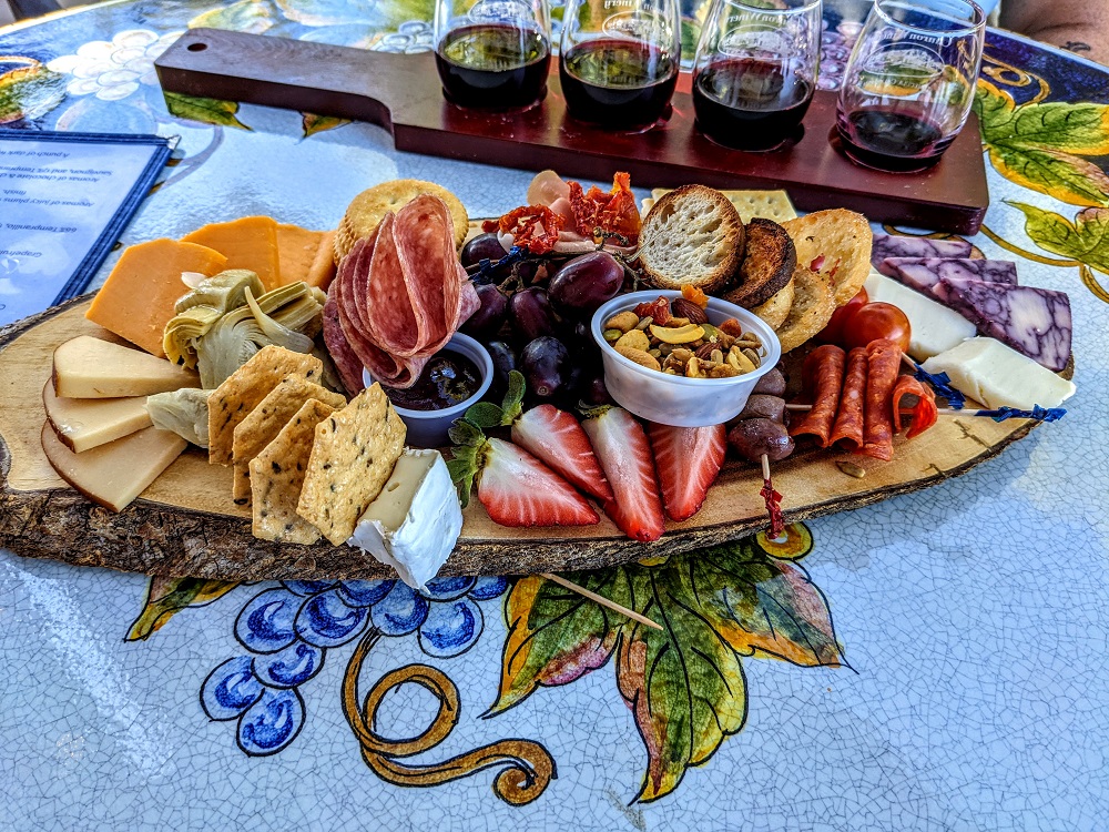 Cheese & meat plate at Churon Winery in Temecula, CA