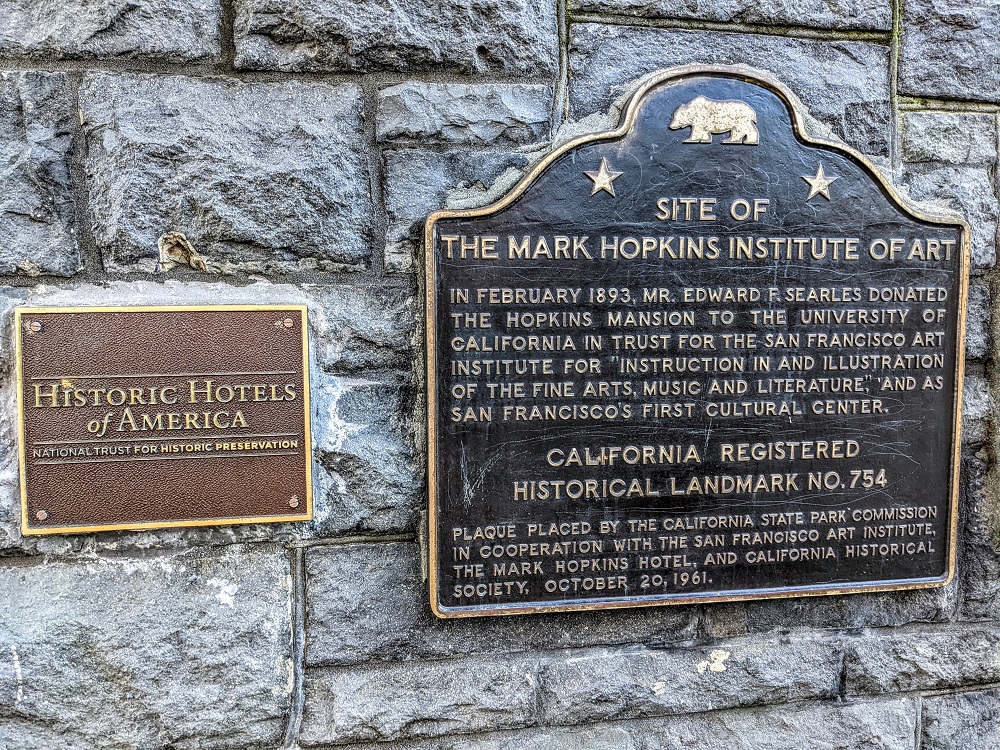 InterContinental Mark Hopkins San Francisco - Historical Landmark sign