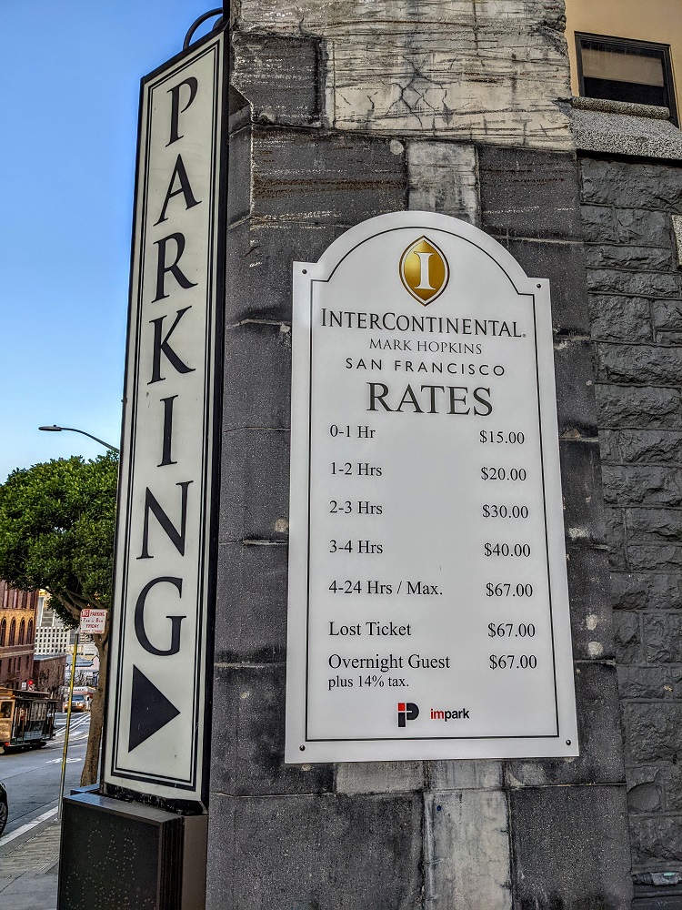 InterContinental Mark Hopkins San Francisco parking fees