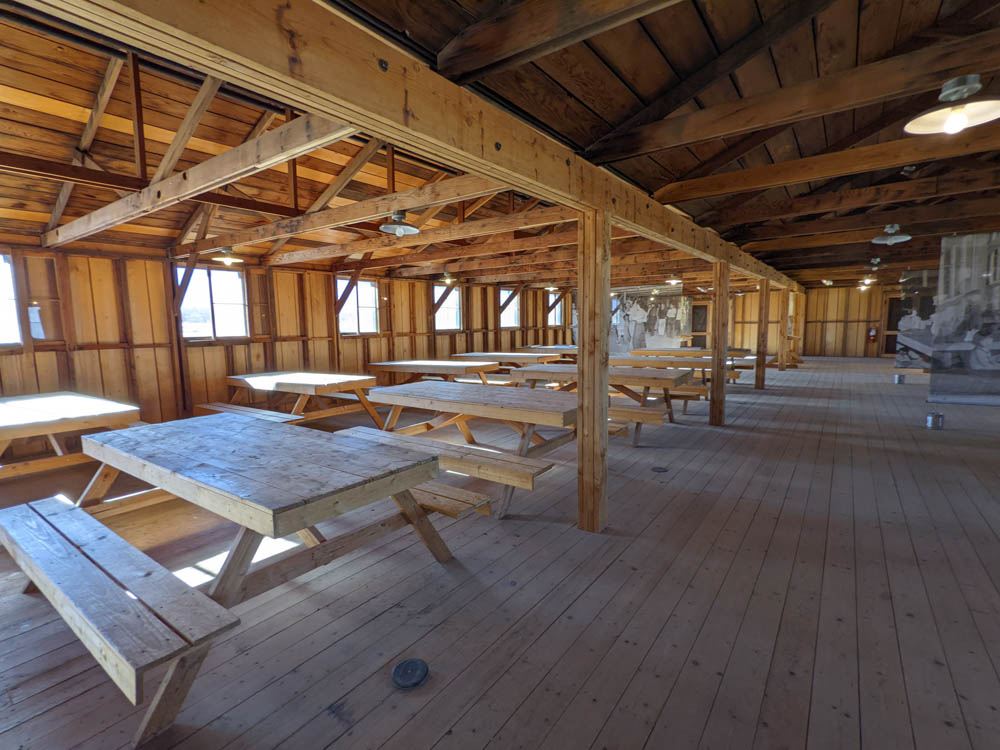 Recreation of a mess hall at Manzanar National Historic Site