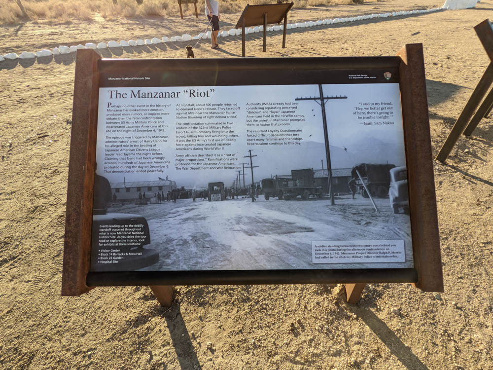 Information board about the Manzanar "Riot"