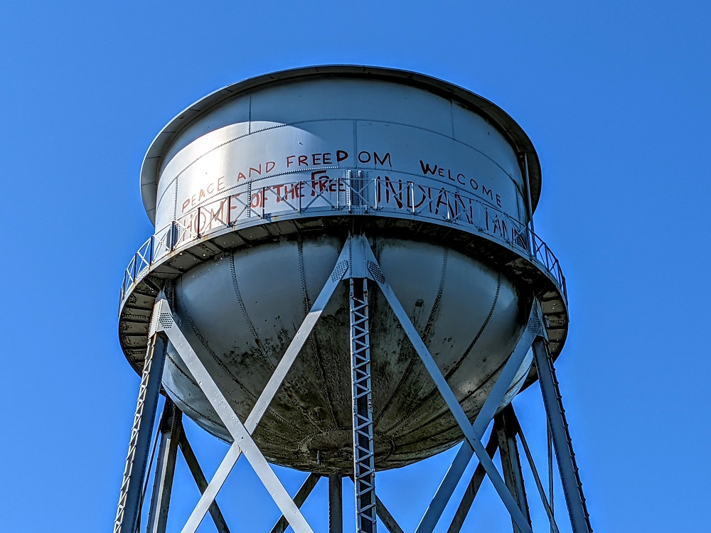 Message on Alcatraz water tower