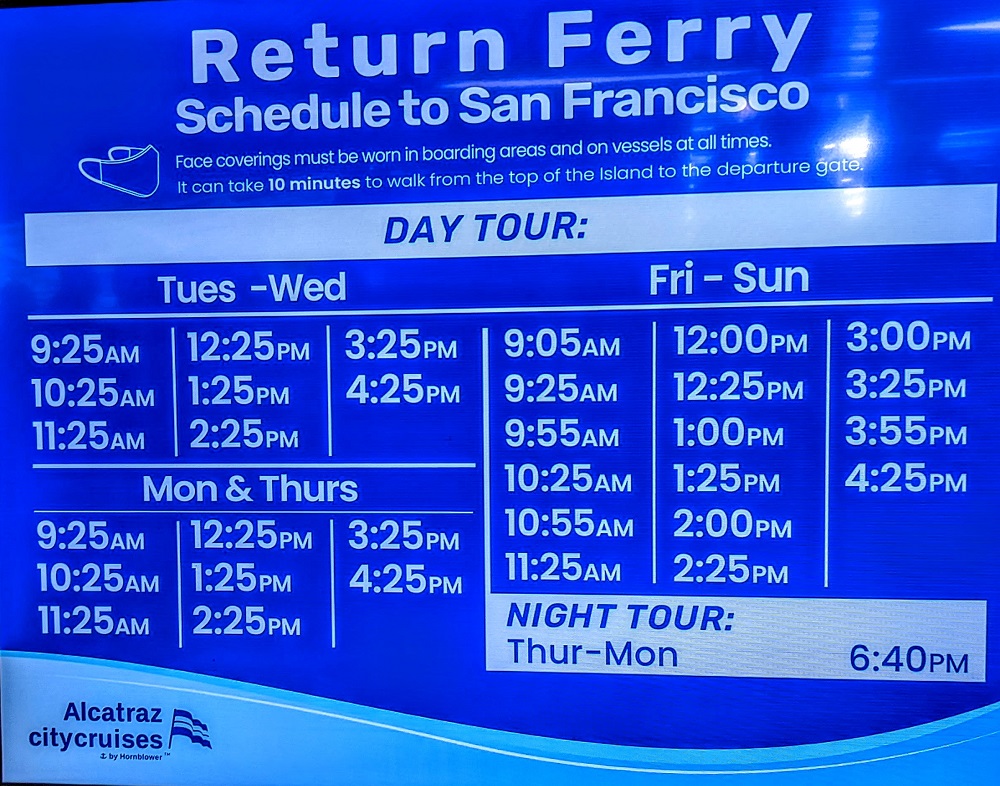 Return ferry schedule