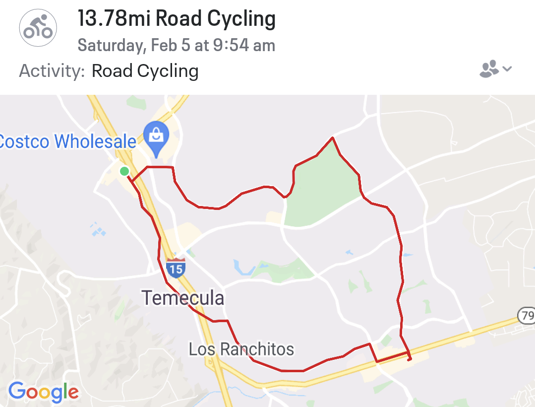 Shae's bike ride around Temecula