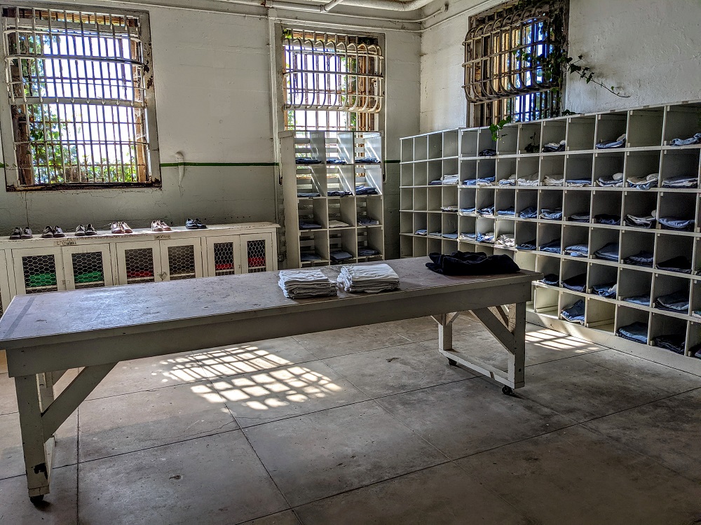Where prisoners collected their clothing