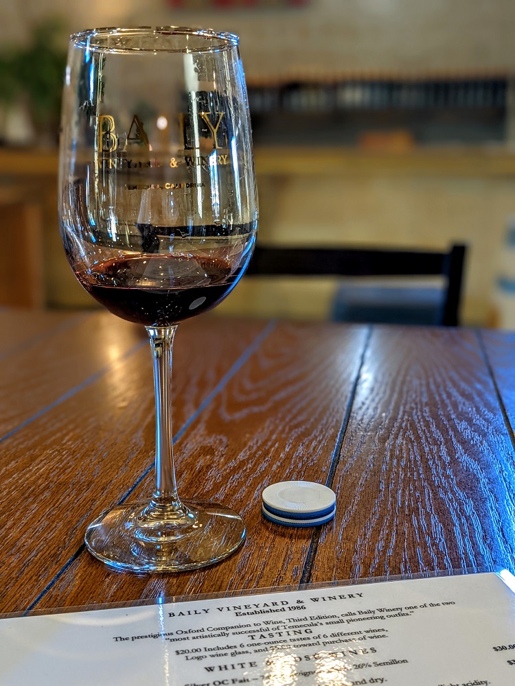 Wine tasting at Baily Vineyard & Winery