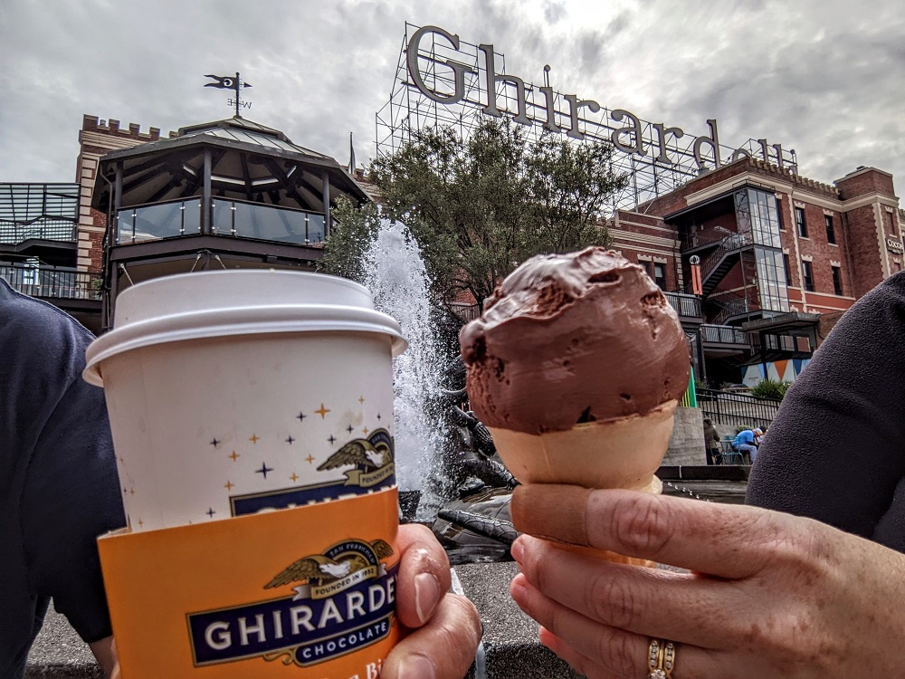 Hot chocolate and ice cream from Ghirardelli