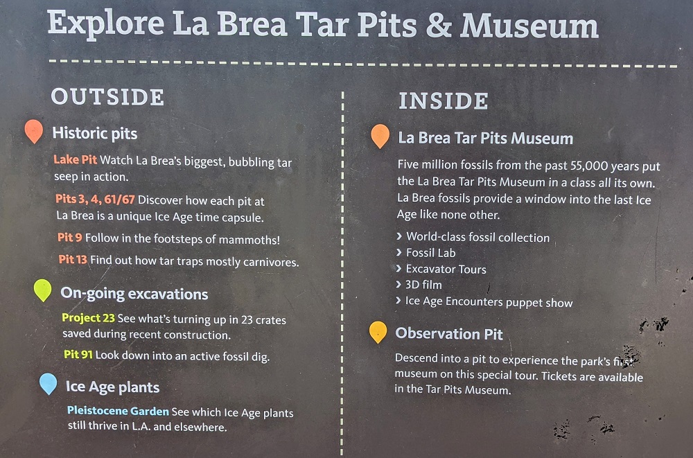 What you can see at La Brea Tar Pits & Museum inside & outside