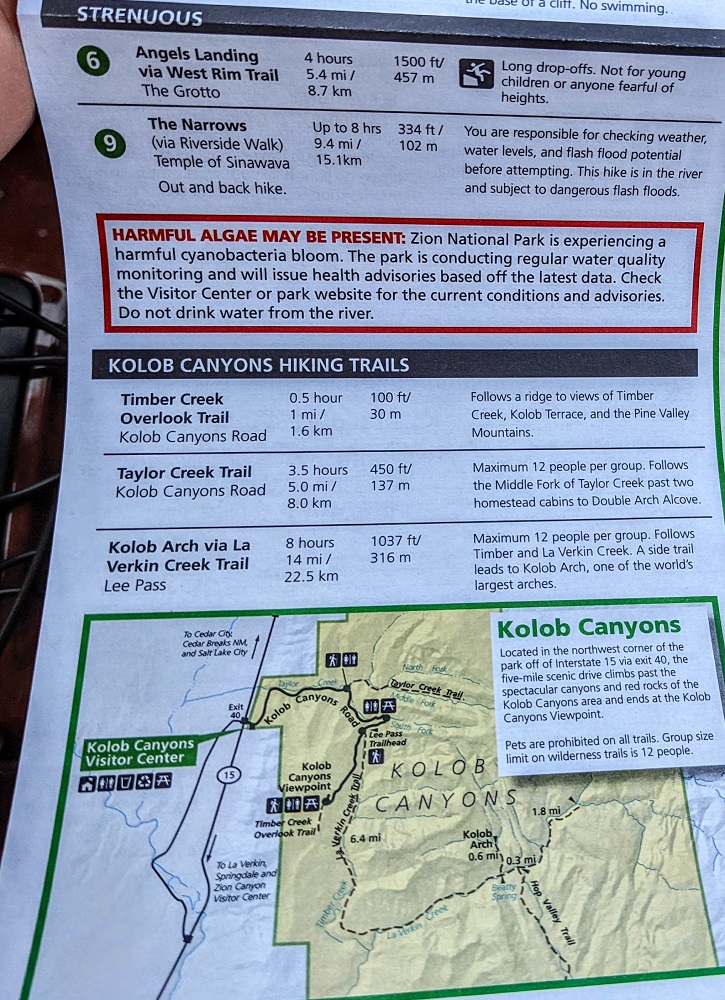 Strenuous & Kolob Canyons trails at Zion National Park