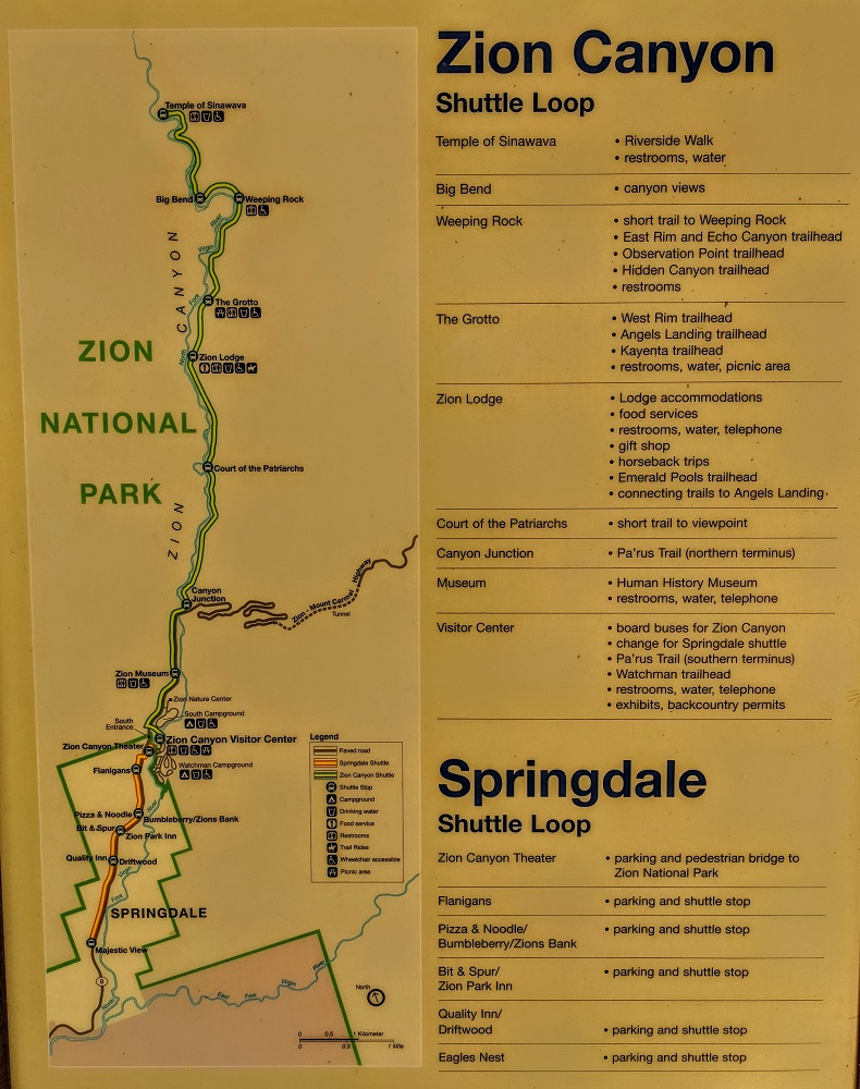 Zion National Park shuttle map