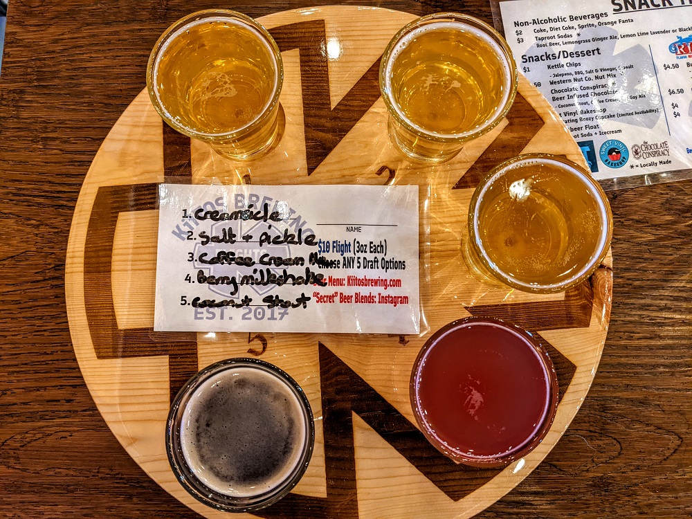 Beer flight from Kiitos Brewing in Salt Lake City, UT