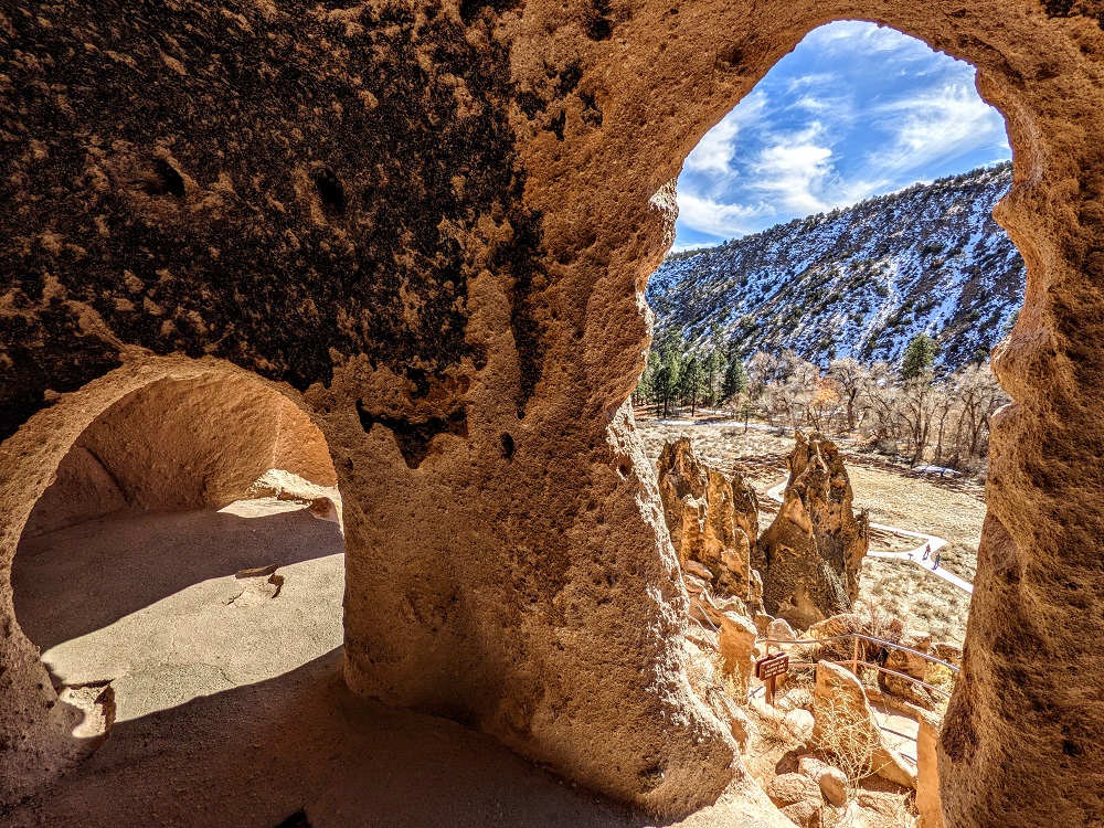 Inside one of the cliff dwellings at Bandelier National Monument, NM