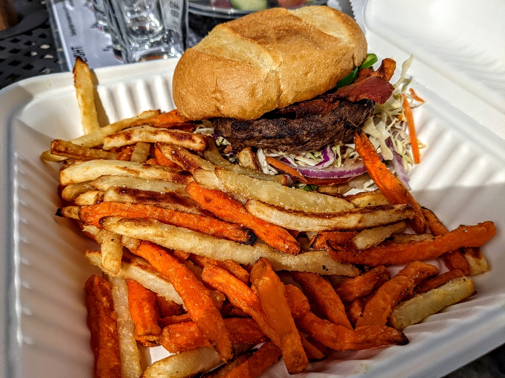 Western Burger & fries from Diversion Social Eatery