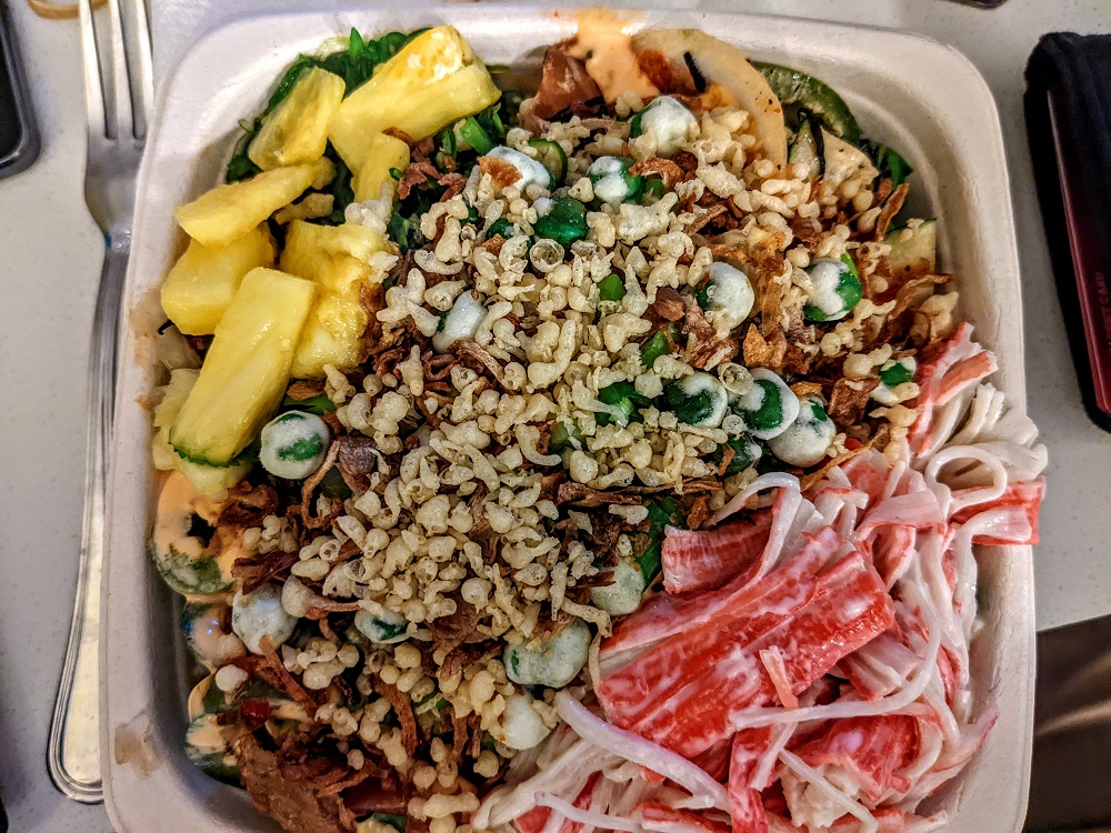 Large poké bowl from The Poké Company in Des Moines, IA