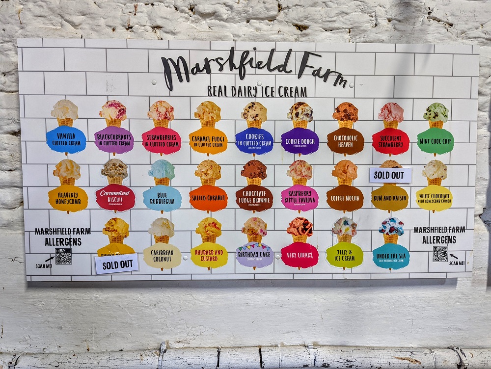 Marshfield Farm Ice Cream flavors
