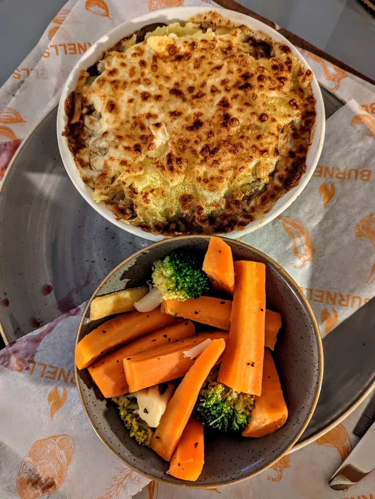 Beef & Guinness pie with vegetables