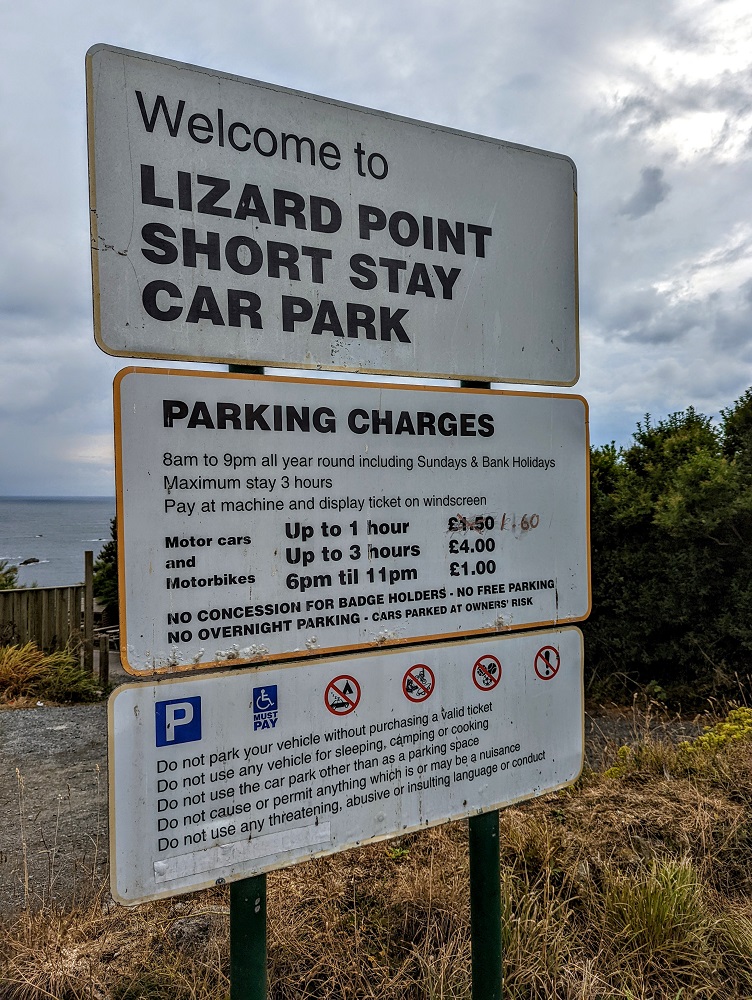 Lizard Point short stay car park pricing