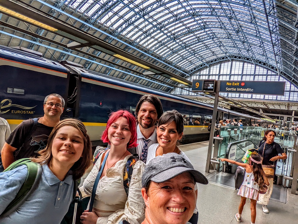 The six of us about to catch the Eurostar for all our first times