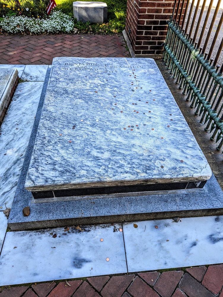 Benjamin Franklin's grave in Christ Church Burial Ground in Philadelphia