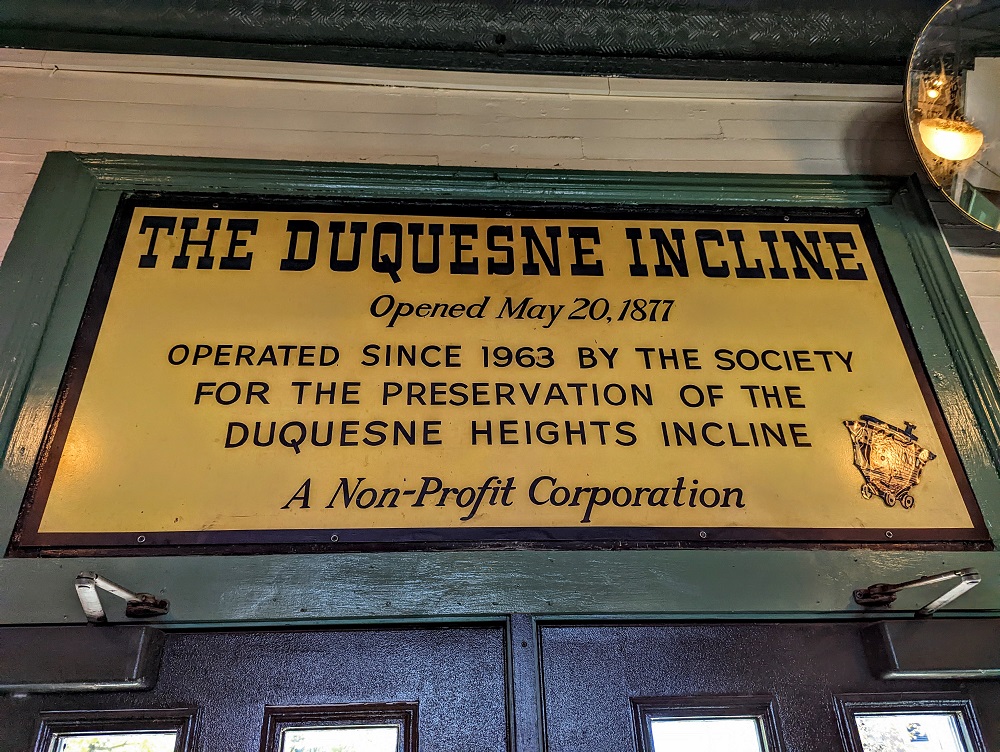 Duquesne Incline sign