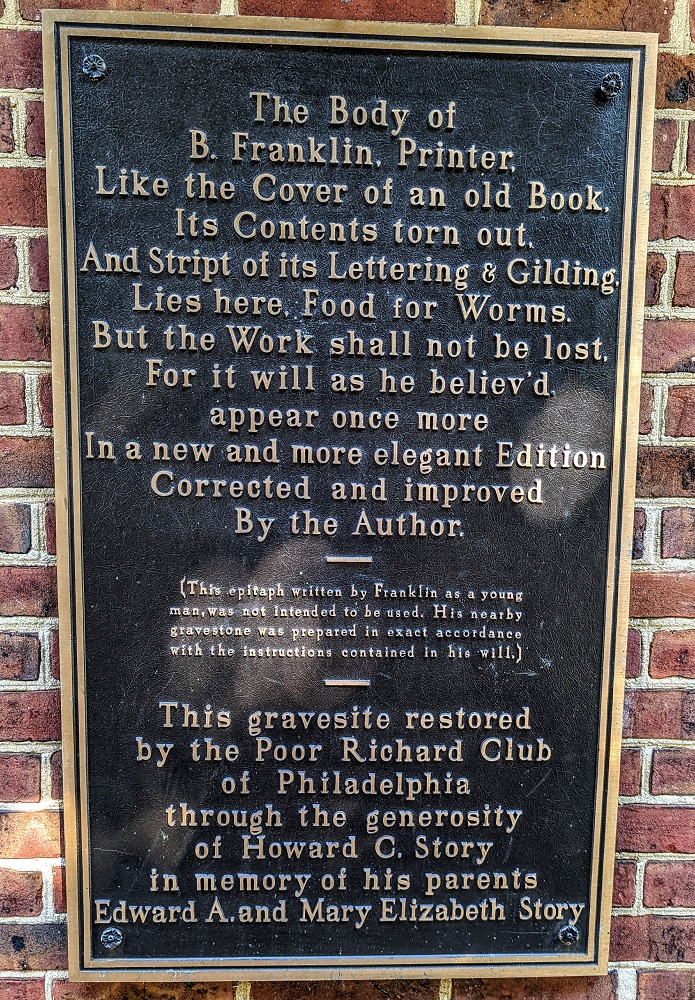 Epitaph of Benjamin Franklin