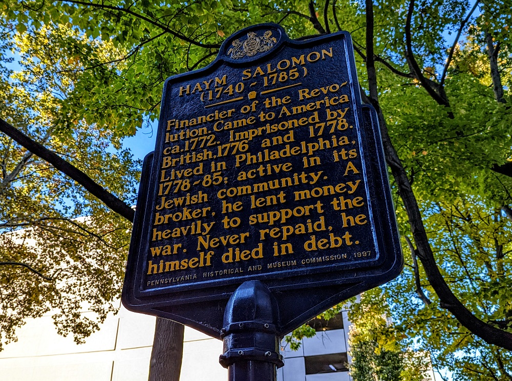 Haym Salomon historic marker in Philadelphia
