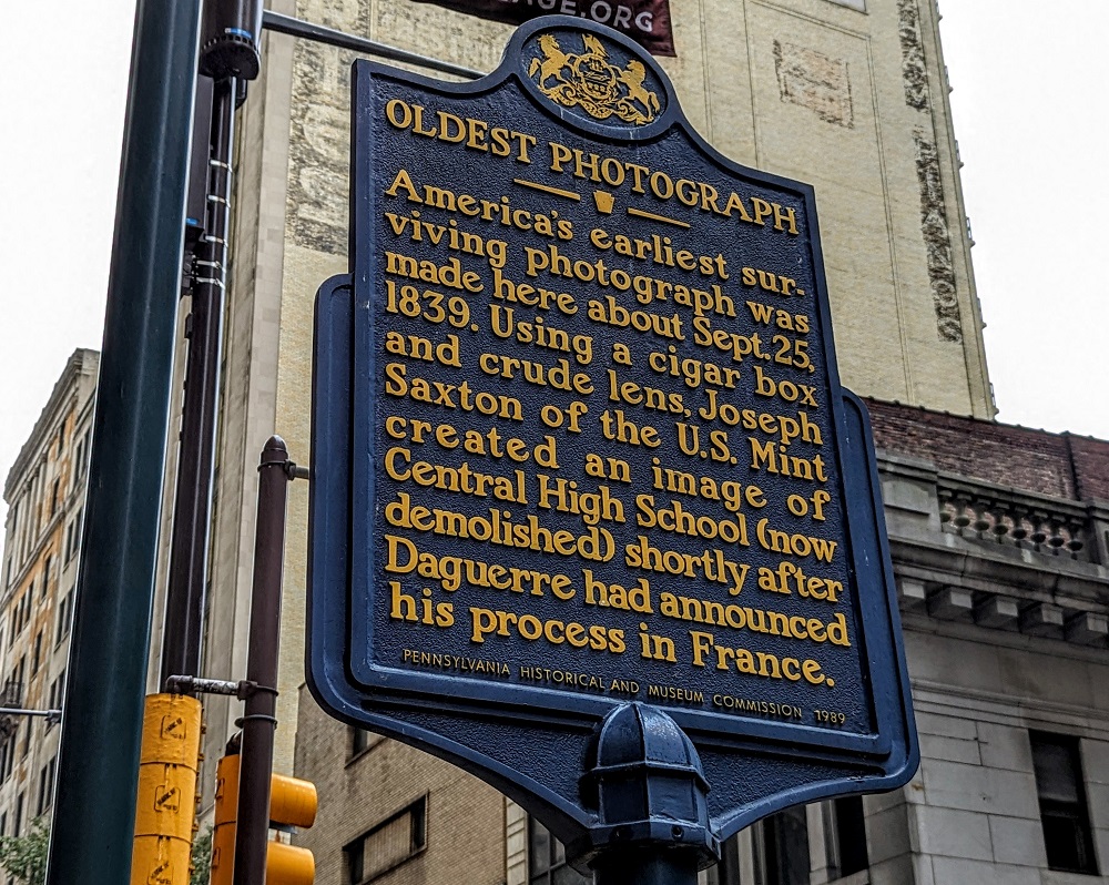 Oldest photograph historic marker in Philadelphia