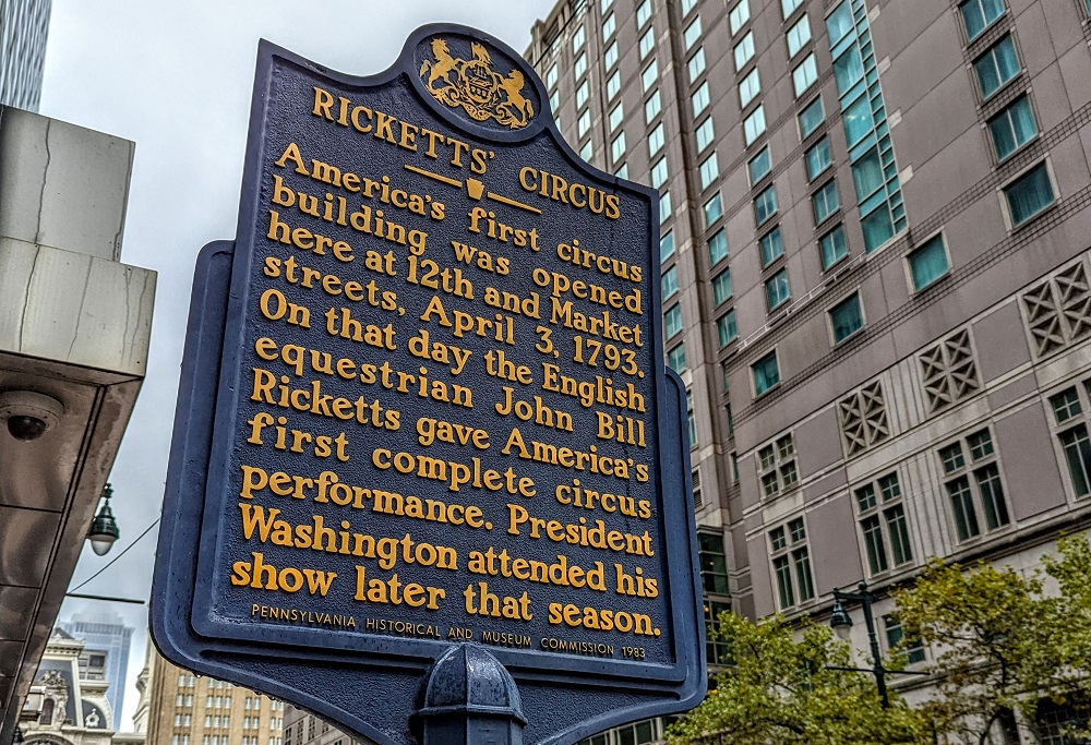 Rickett's Circus historic marker in Philadelphia