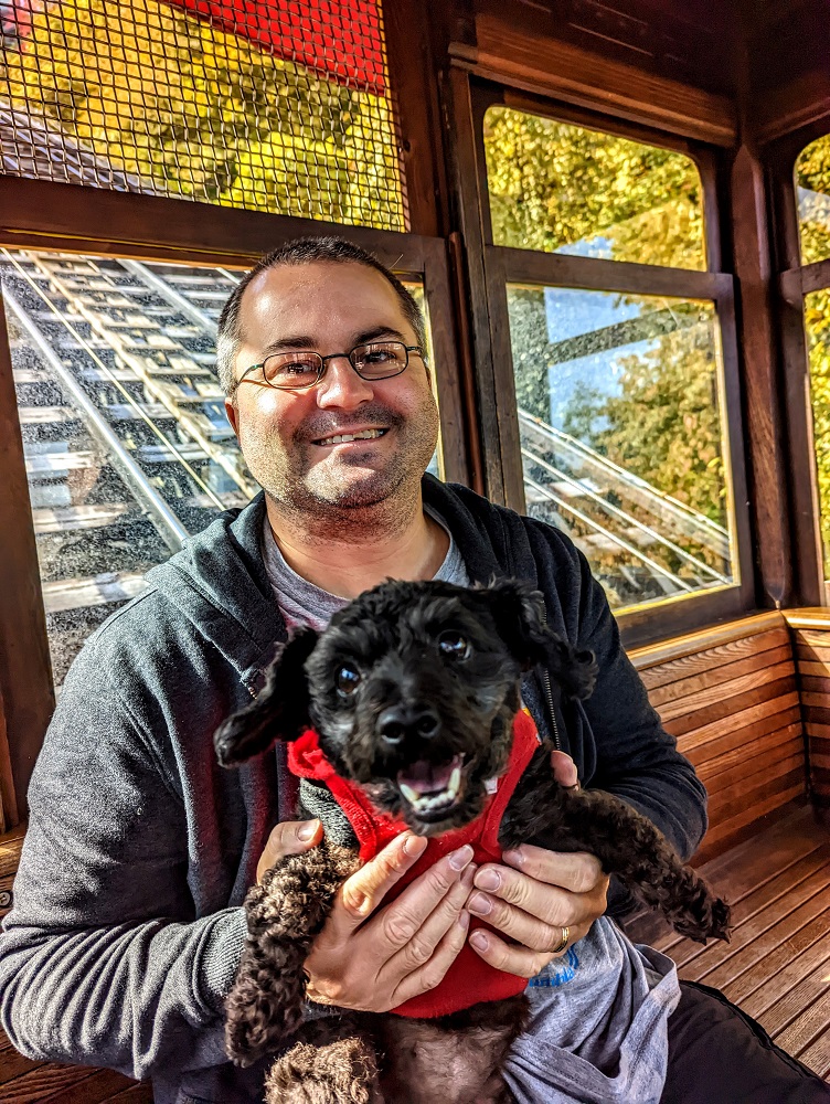 Truffles was excited about riding the pet-friendly Duquesne Incline