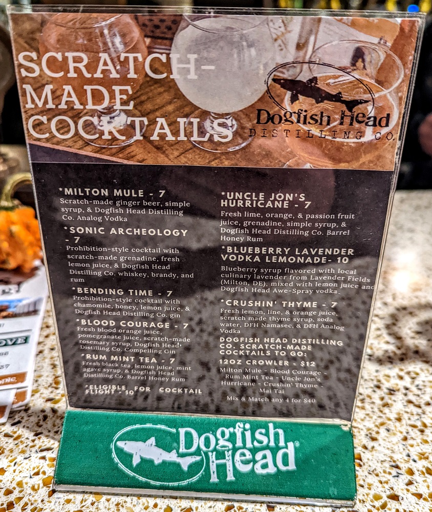 Dogfish Head Craft Brewery - Cocktail menu