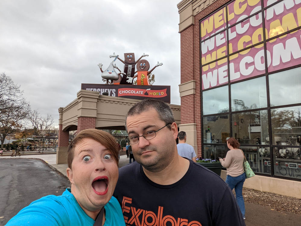 Excited outside Hershey's Chocolate World