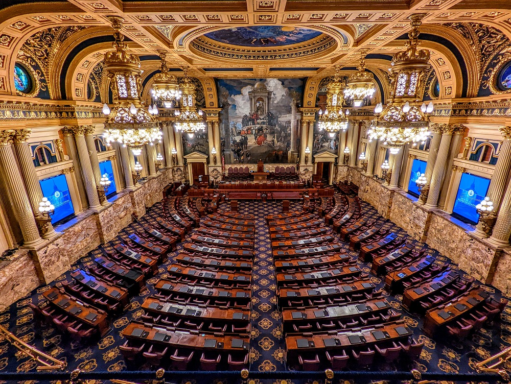 House chamber in the Pennsylvania State Capitol building
