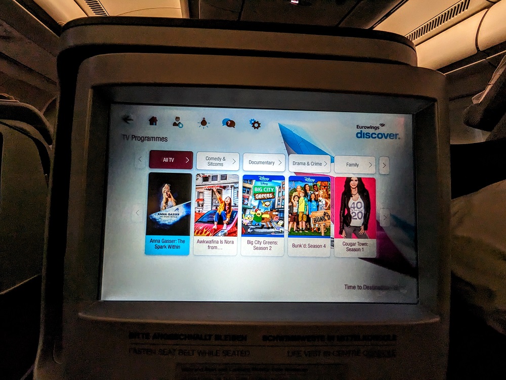 Eurowings Discover business class - Some IFE TV show options