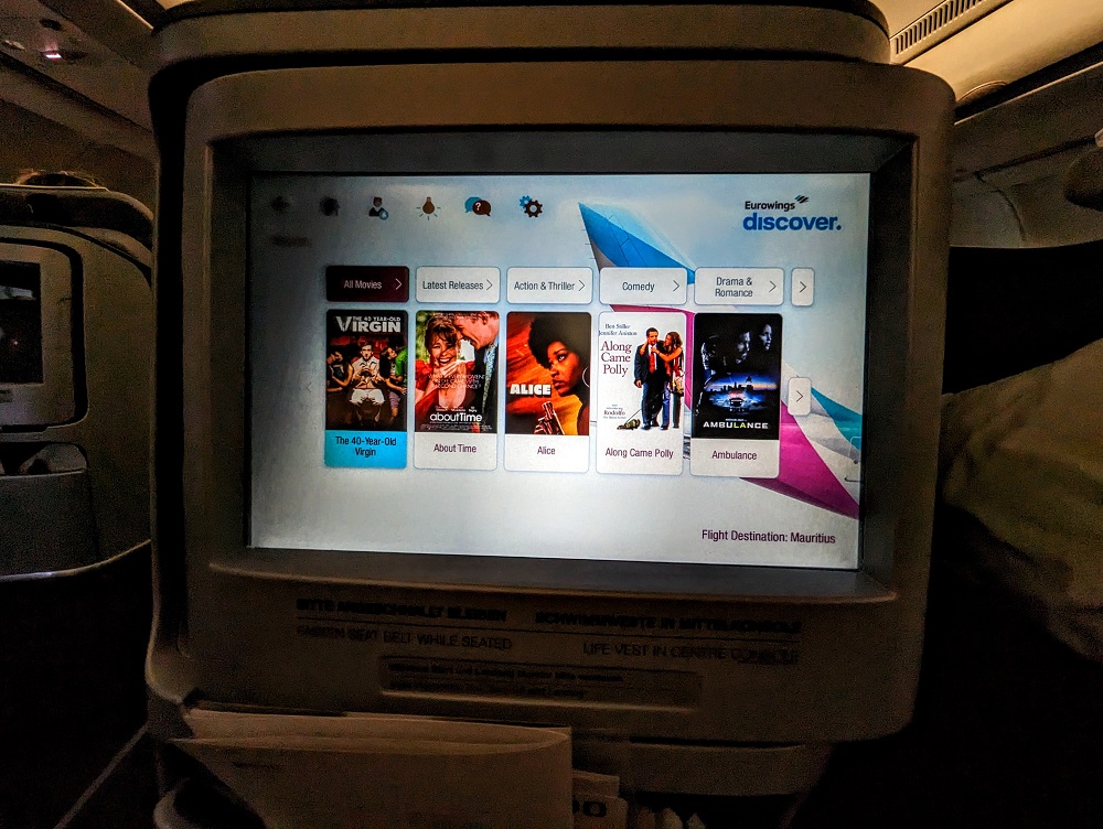 Eurowings Discover business class - Some IFE movie options