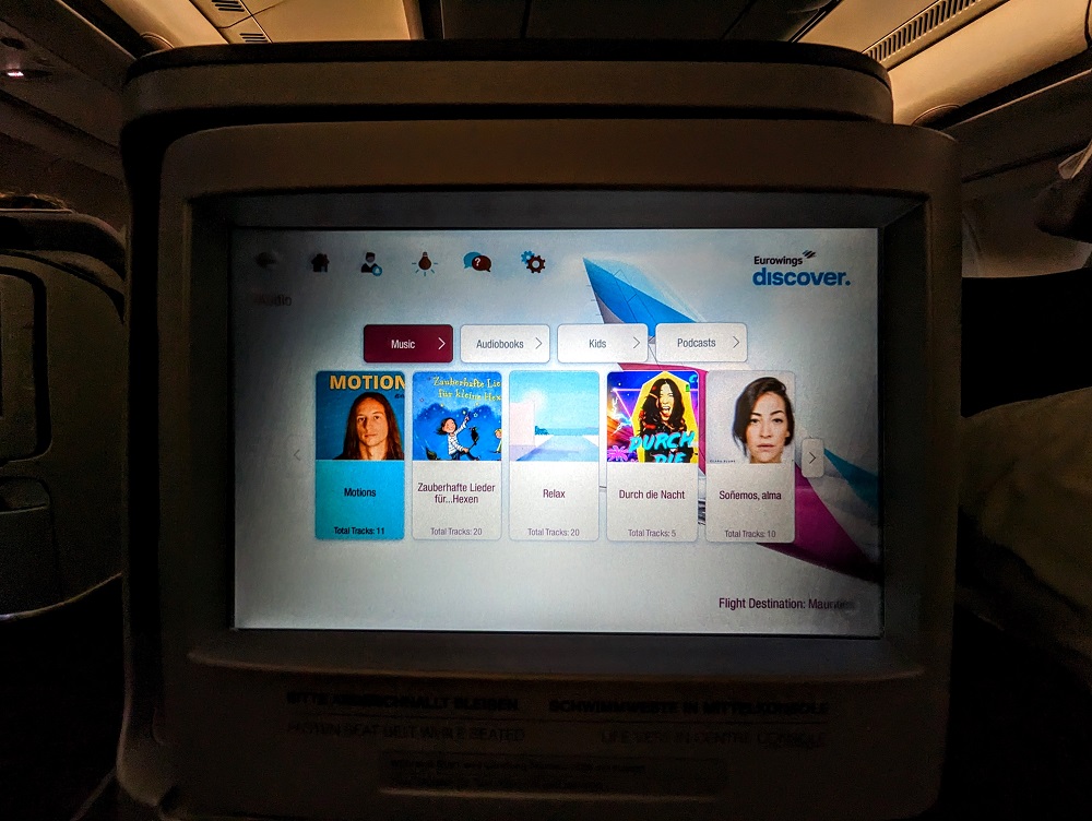 Eurowings Discover business class - Some IFE music options
