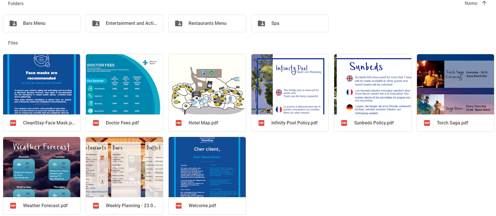 Hilton Mauritius Resort & Spa - What the Google Drive folder looks like