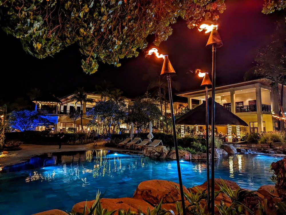 Hilton Mauritius Resort & Spa lit up after the Torch Saga Ceremony