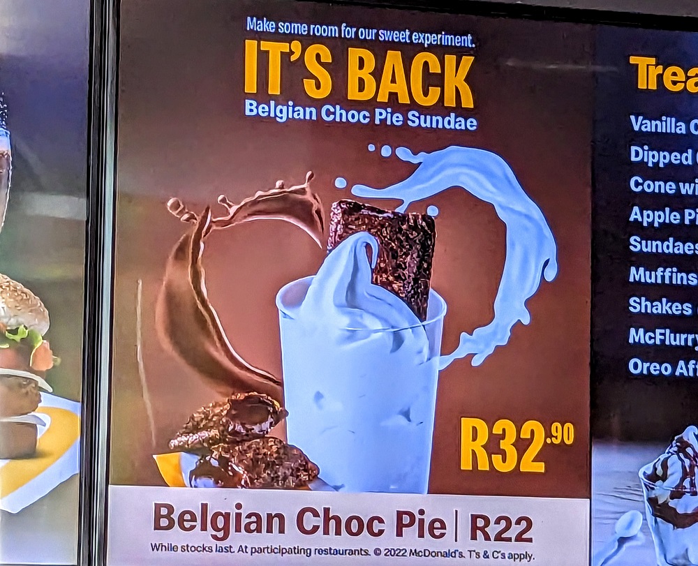 Belgian Chocolate Pie at McDonald's in South Africa