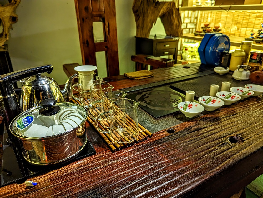 Tea tasting at Kuanfu Tea Factory Shop in Port Louis, Mauritius