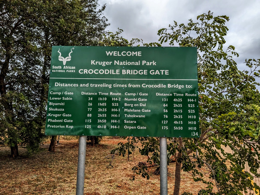 Travel times from Crocodile Bridge Gate