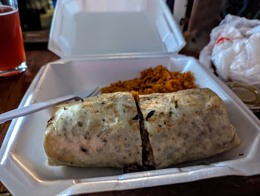 Carne asada burrito from Los Tacotes food truck in Asheville, NC