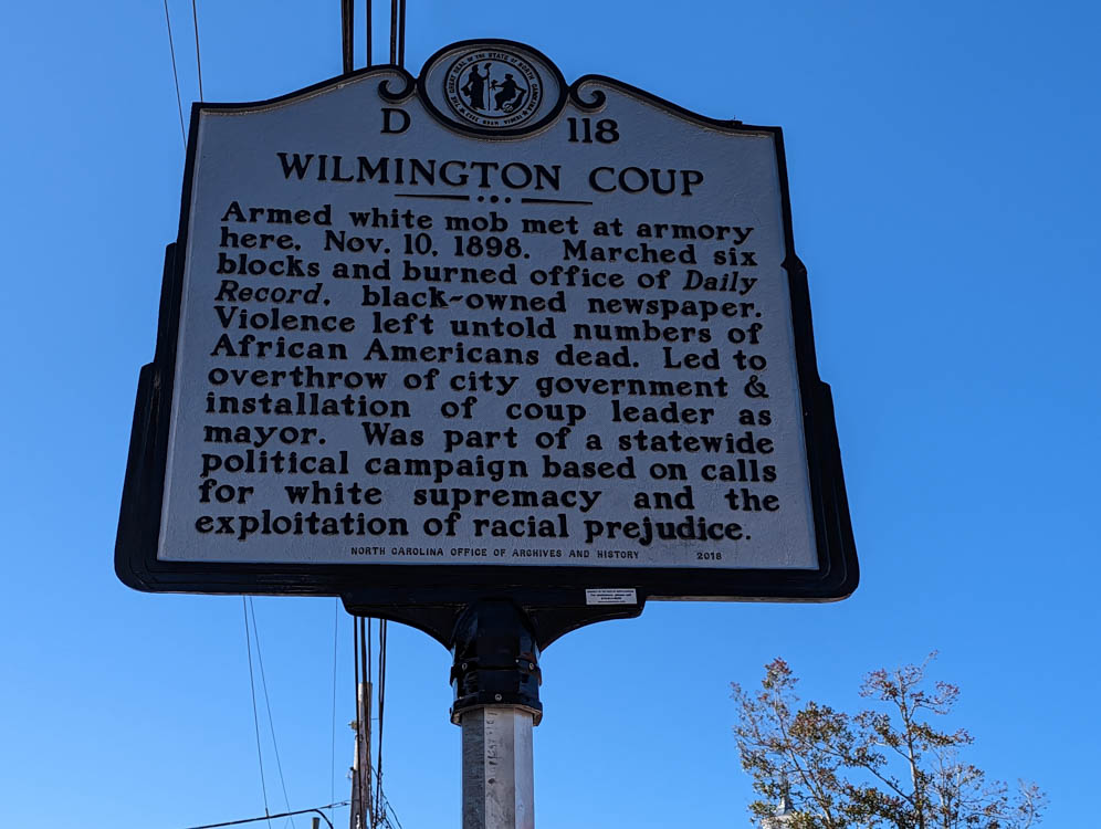 Wilmington Coup Historic Marker