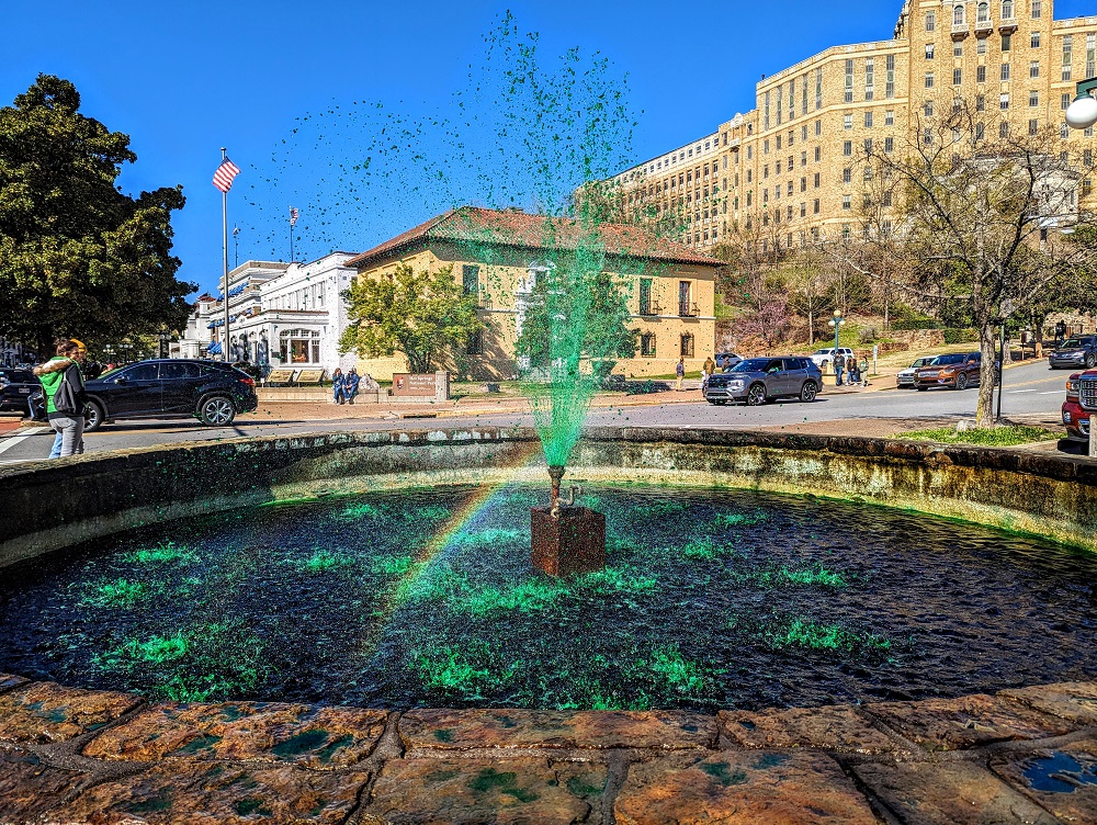 Fountain in Hot Springs, AR on St Patrick's Day
