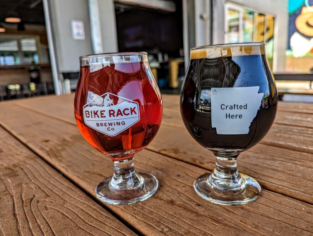 Hibiscus cider from Black Apple Cider & Coconut Medusa stout from Bike Rack Brewing