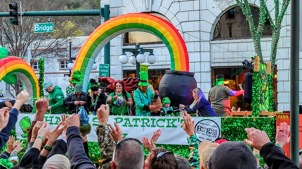 World's Shortest St Patrick's Day Parade in Hot Springs, AR - Boogies Bar & Grill float
