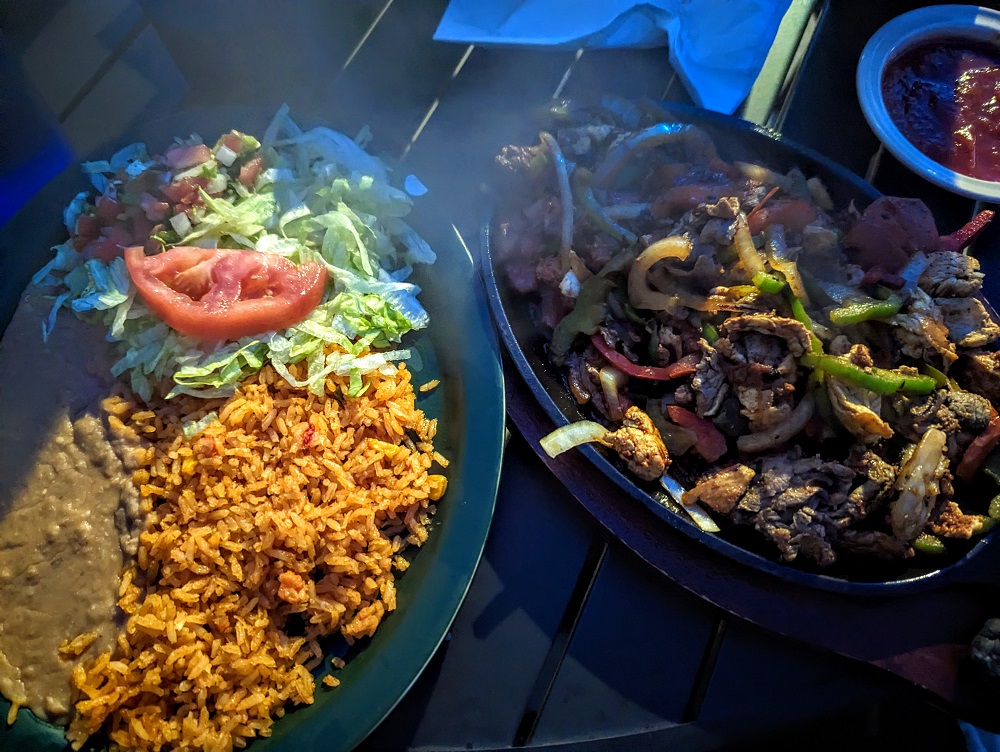 Chicken, steak & shrimp fajitas at El Maguey restaurant in Rolla, MO